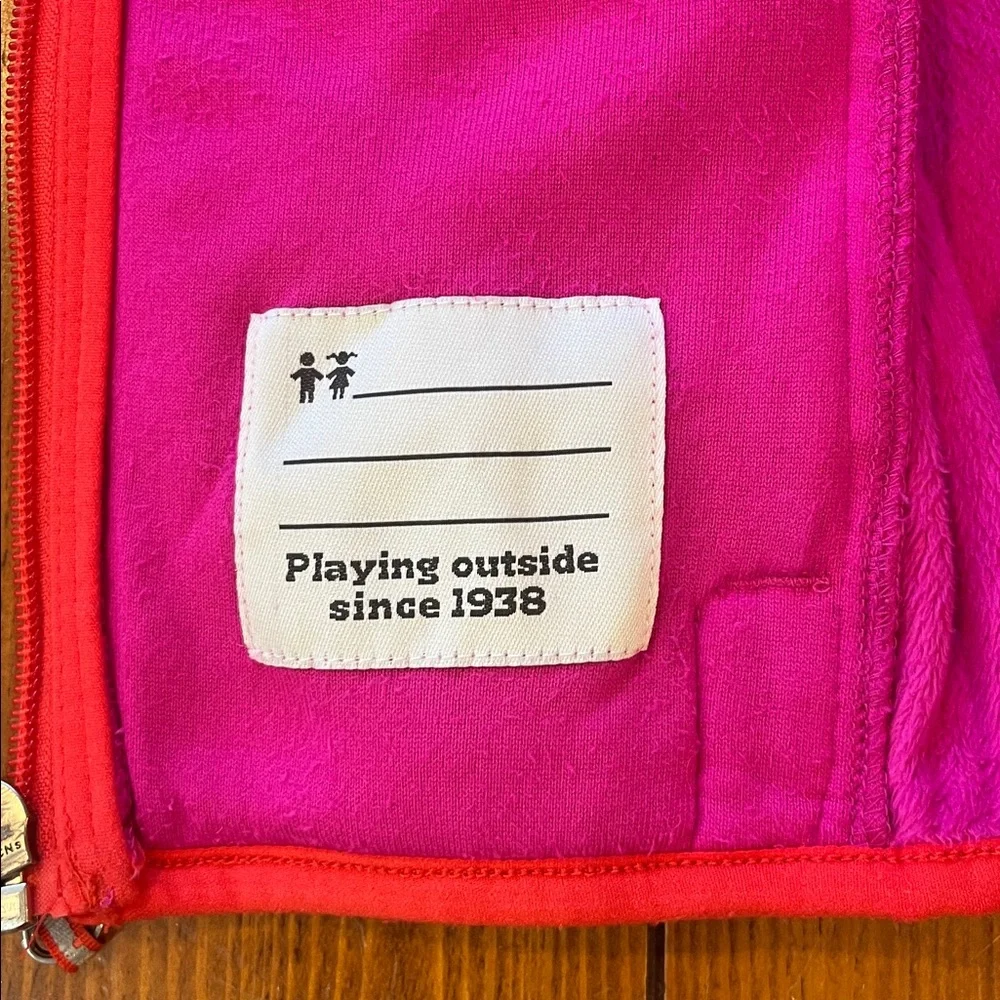 Columbia Full Zipper Fleece Jacket Pink w/Orange Trim Girls Size S EUC